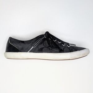 Coach Lesley Black Logo Lace Up Sneakers Women's Size 8.5